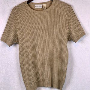 Alfted Dunner Women's Size Large Beige Short Sleeve Pullover Sweater